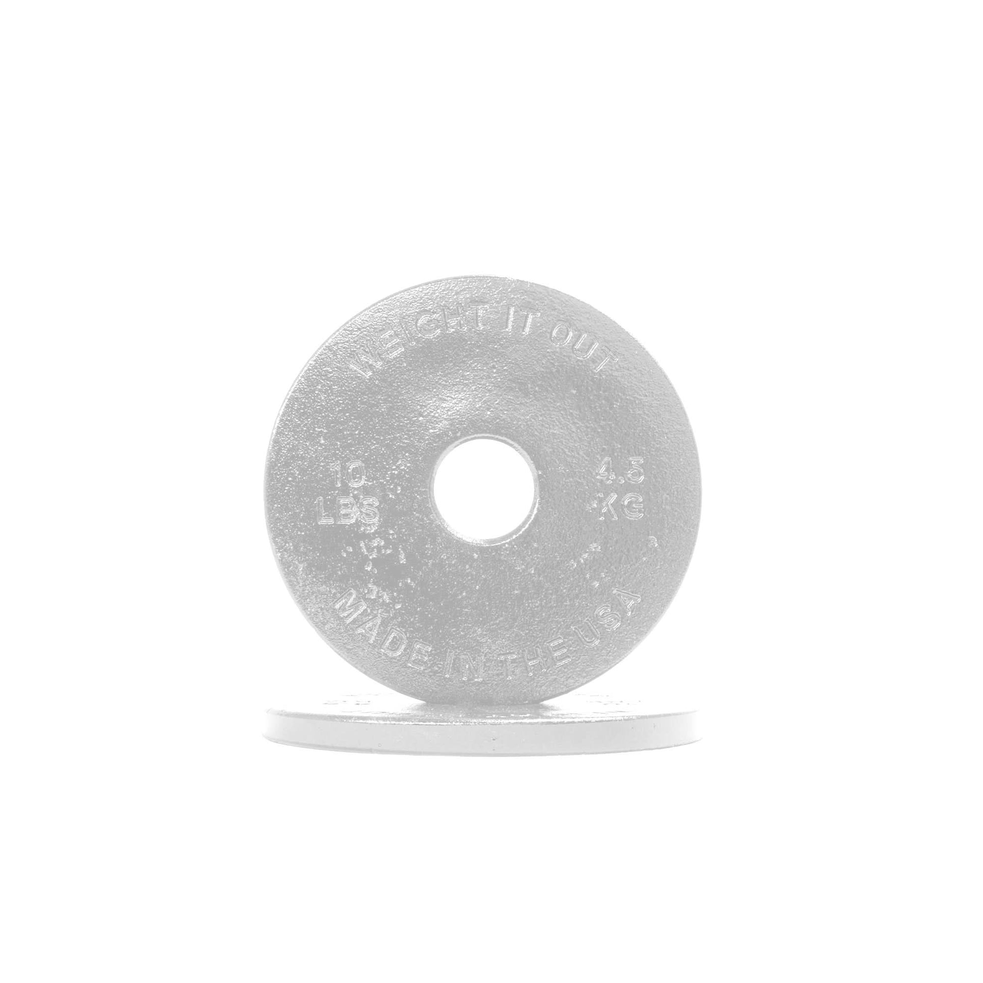 Cast Iron Machined Weight Plate Pairs - front view of 4.5 kg (white finish)