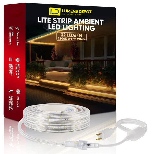 110V Strip LED Strip Light 6000K Cool White for Bright and Modern Ambient Lighting - 180 Lumens/M