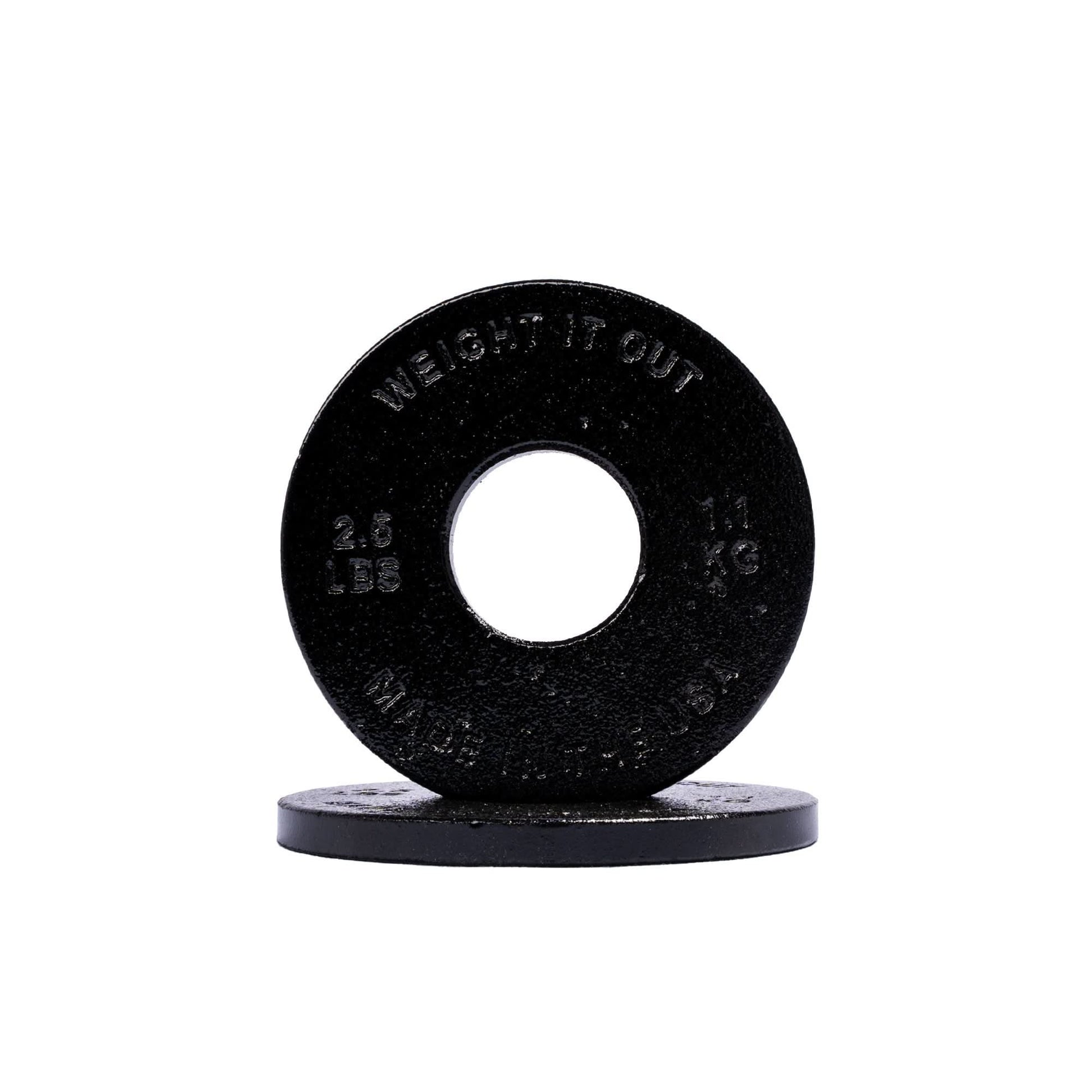 Cast Iron Machined Weight Plate Pairs - front view 2.5 lbs (black finish)
