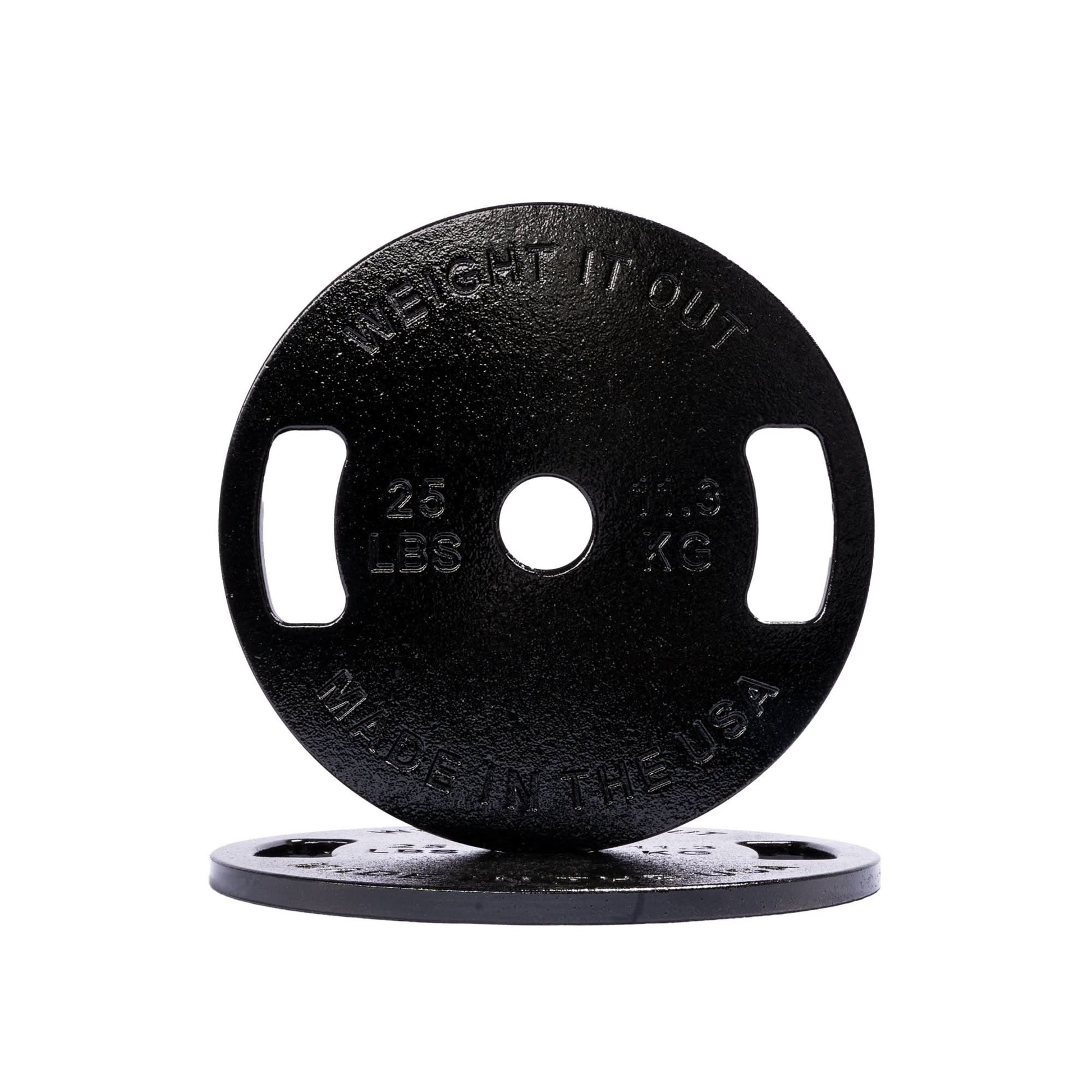 Cast Iron Machined Weight Plate Pairs - front view 25 lbs (black finish)