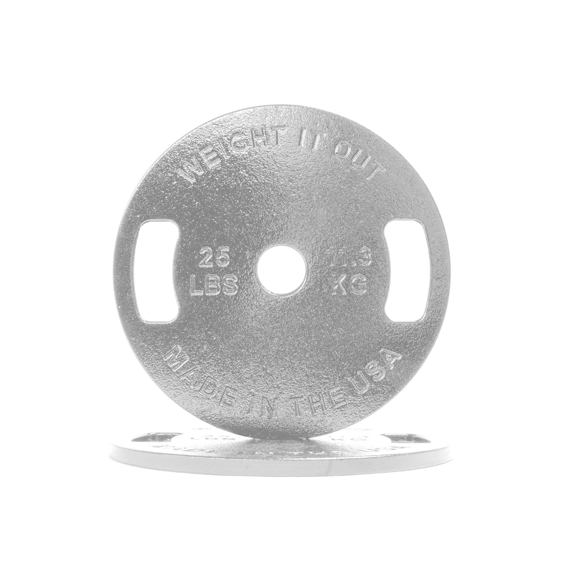Cast Iron Machined Weight Plate Pairs - front view of 11.3 kg (white finish)