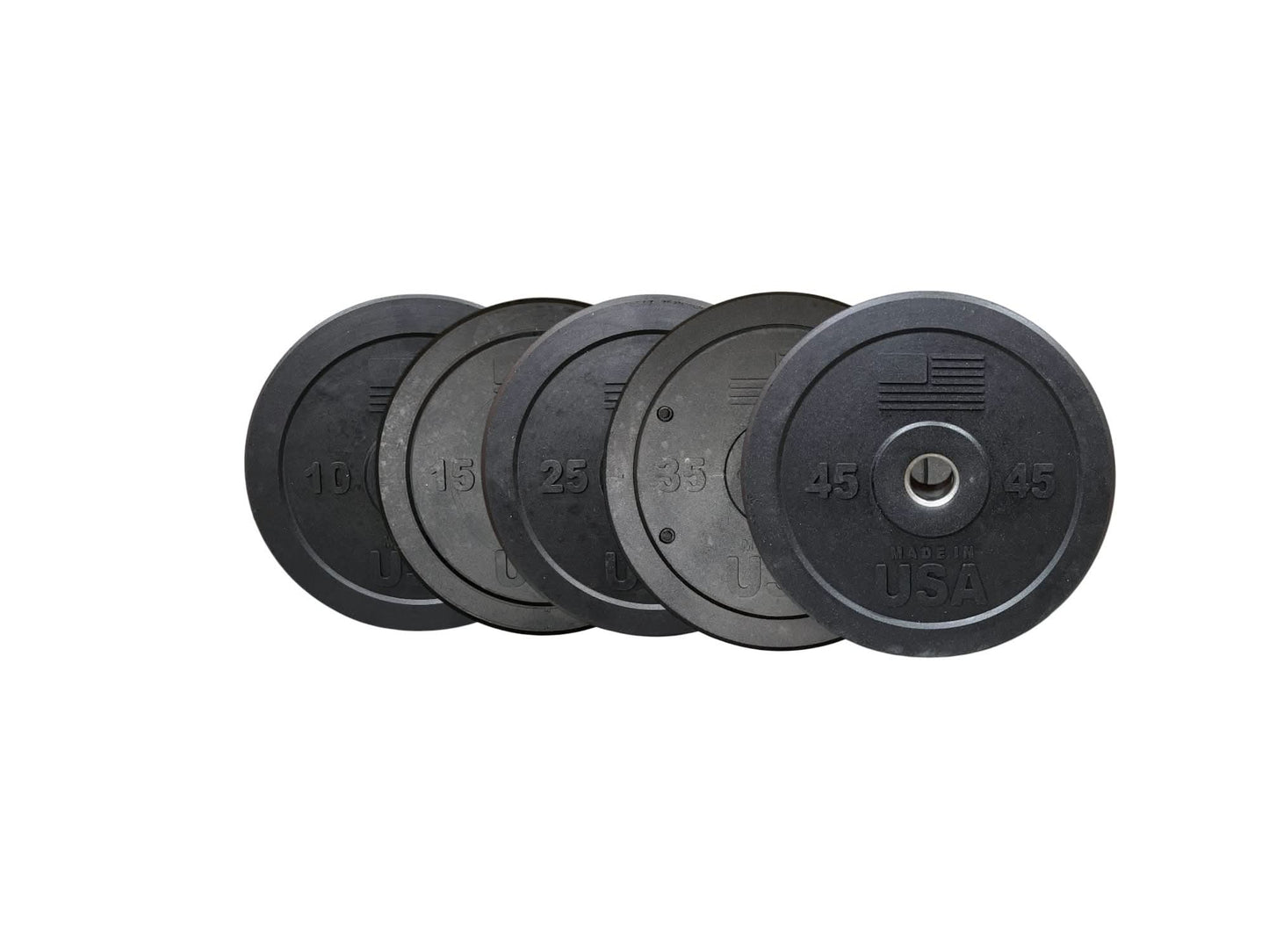 USA Bumper Plate Set - front view (260 lbs)