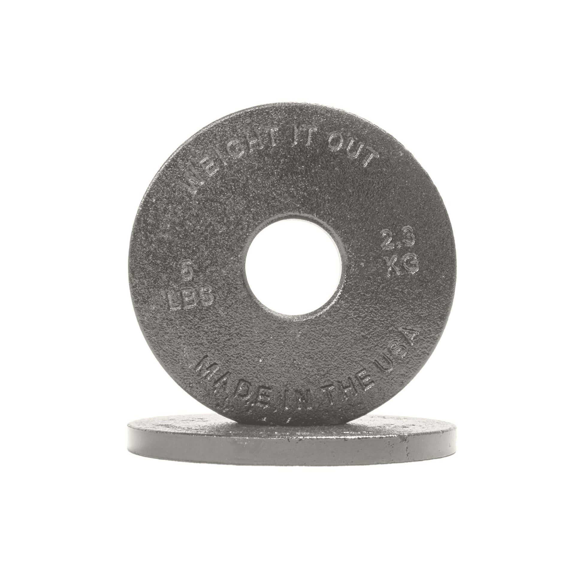 Cast Iron Machined Weight Plate Pairs - front view of 2.3 kg (clear finish)