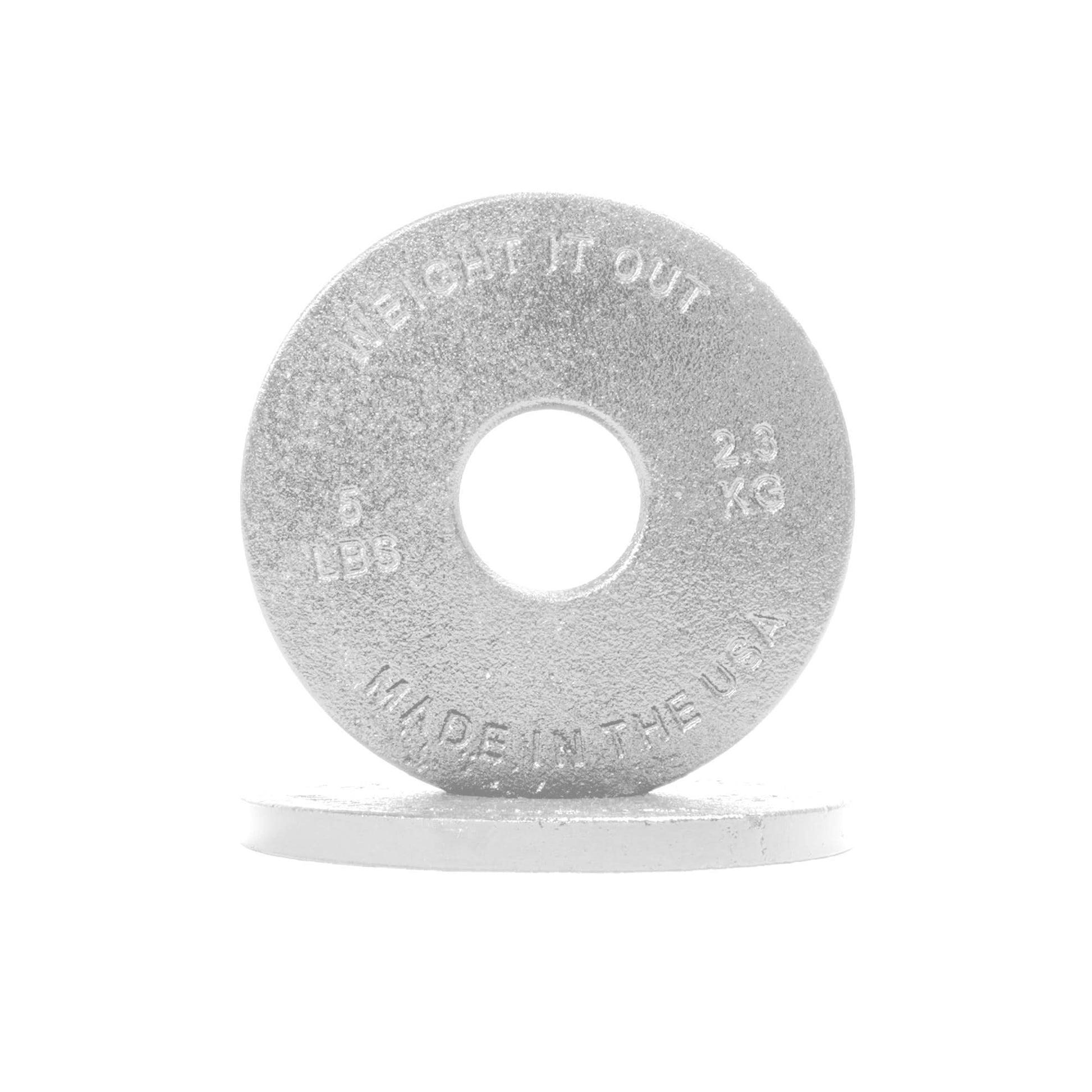 Cast Iron Machined Weight Plate Pairs - front view of 2.3 kg (white finish)