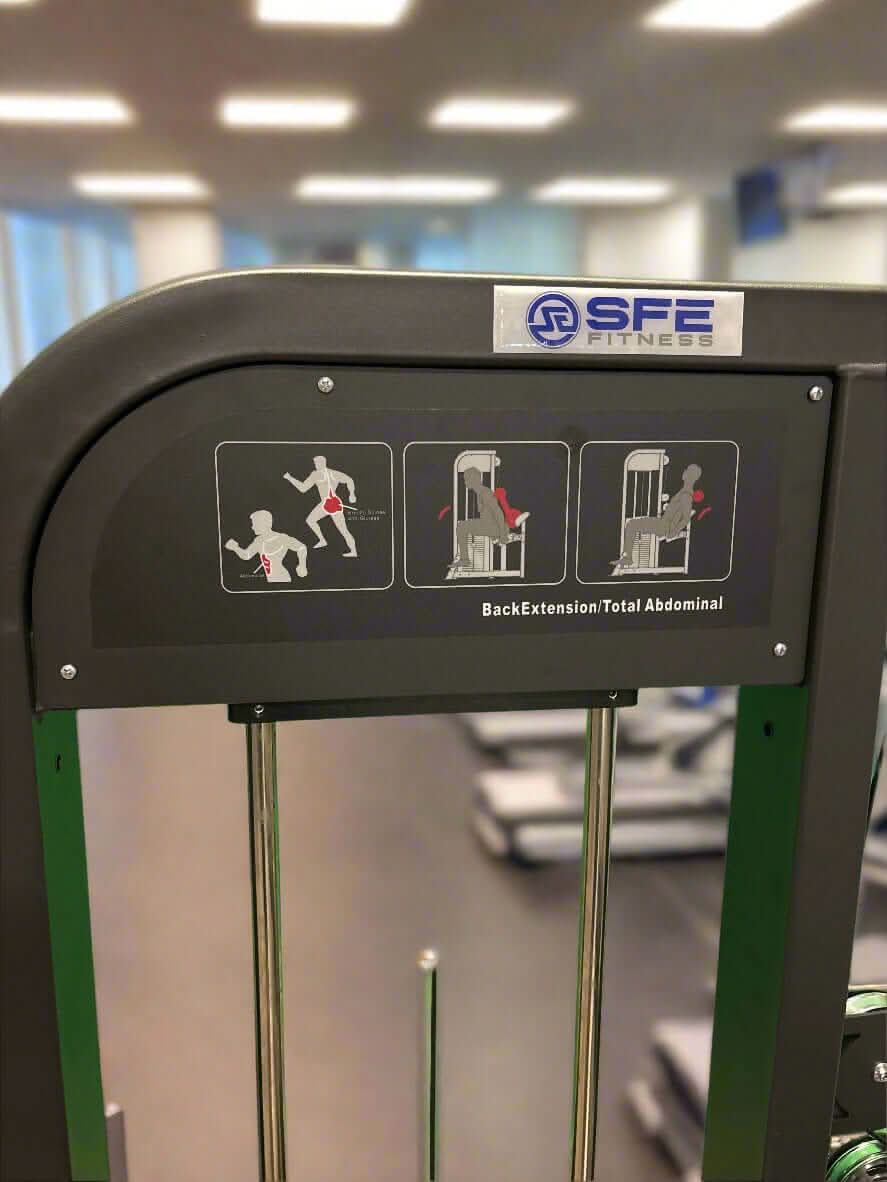 SFE Commercial Back & Abdominal Combo Machine - close up view of machine settings