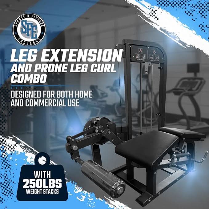 SFE Commercial Leg Extension Prone Leg Curl Combo w/250lb Weight Stack - perspective view
