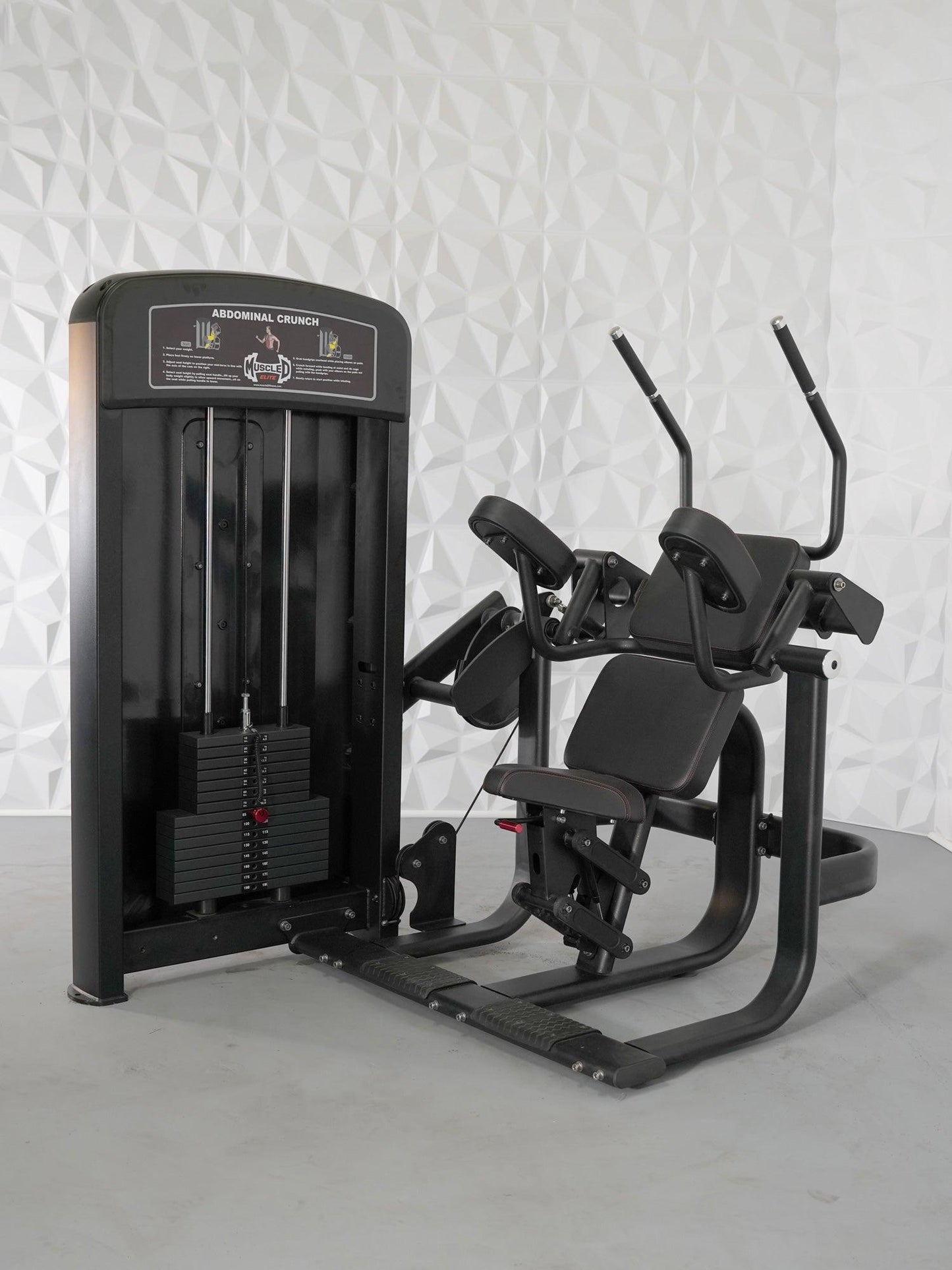 Elite Selectorized Ab Crunch Machine - Muscle D Fitness - Commercial Grade - Adjustable Seat - Pin Selectorized - Abdominal Workout
