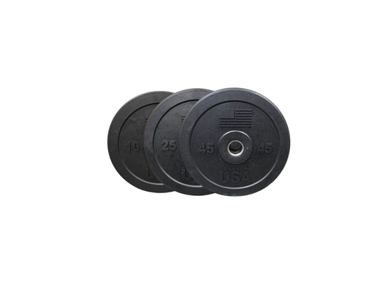 USA Bumper Plate Set - front view (160 lbs)