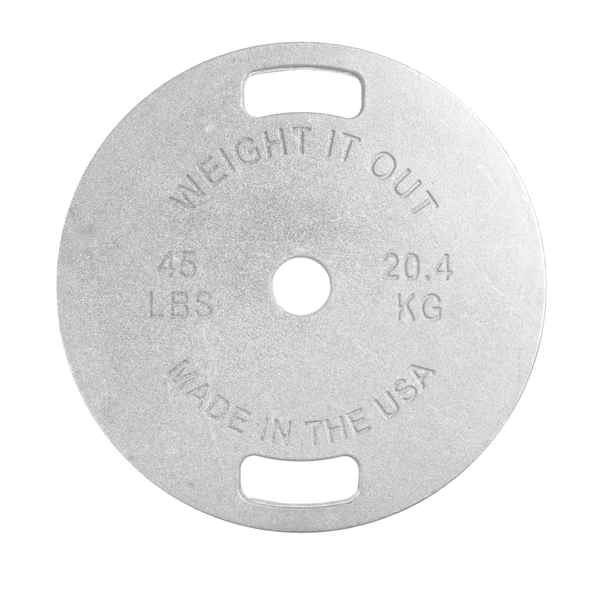 Cast Iron Machined Weight Plate Pairs - front view of 20.4 kg (white finish)