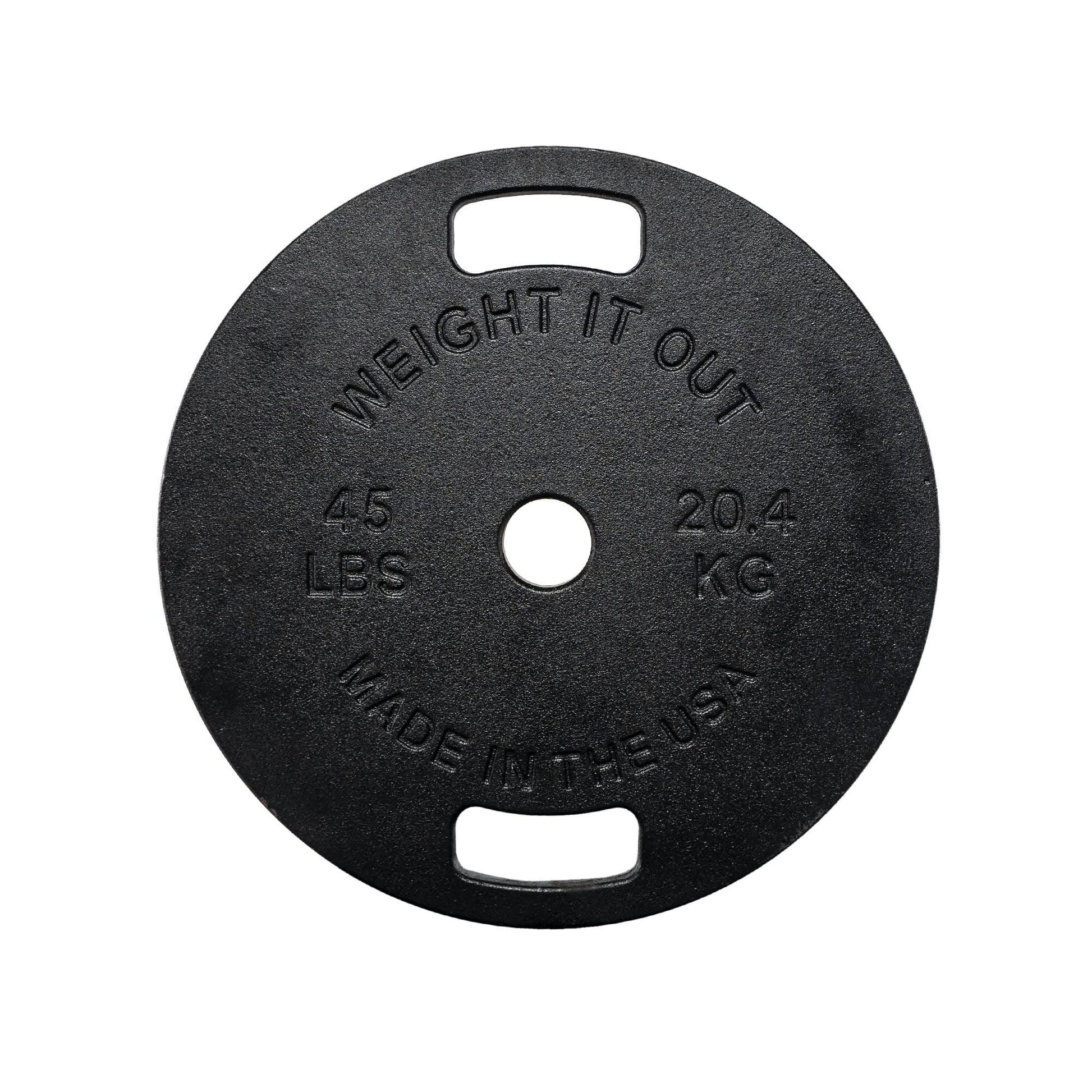 Cast Iron Machined Weight Plate Pairs - front view of 20.4 kg (black finish)