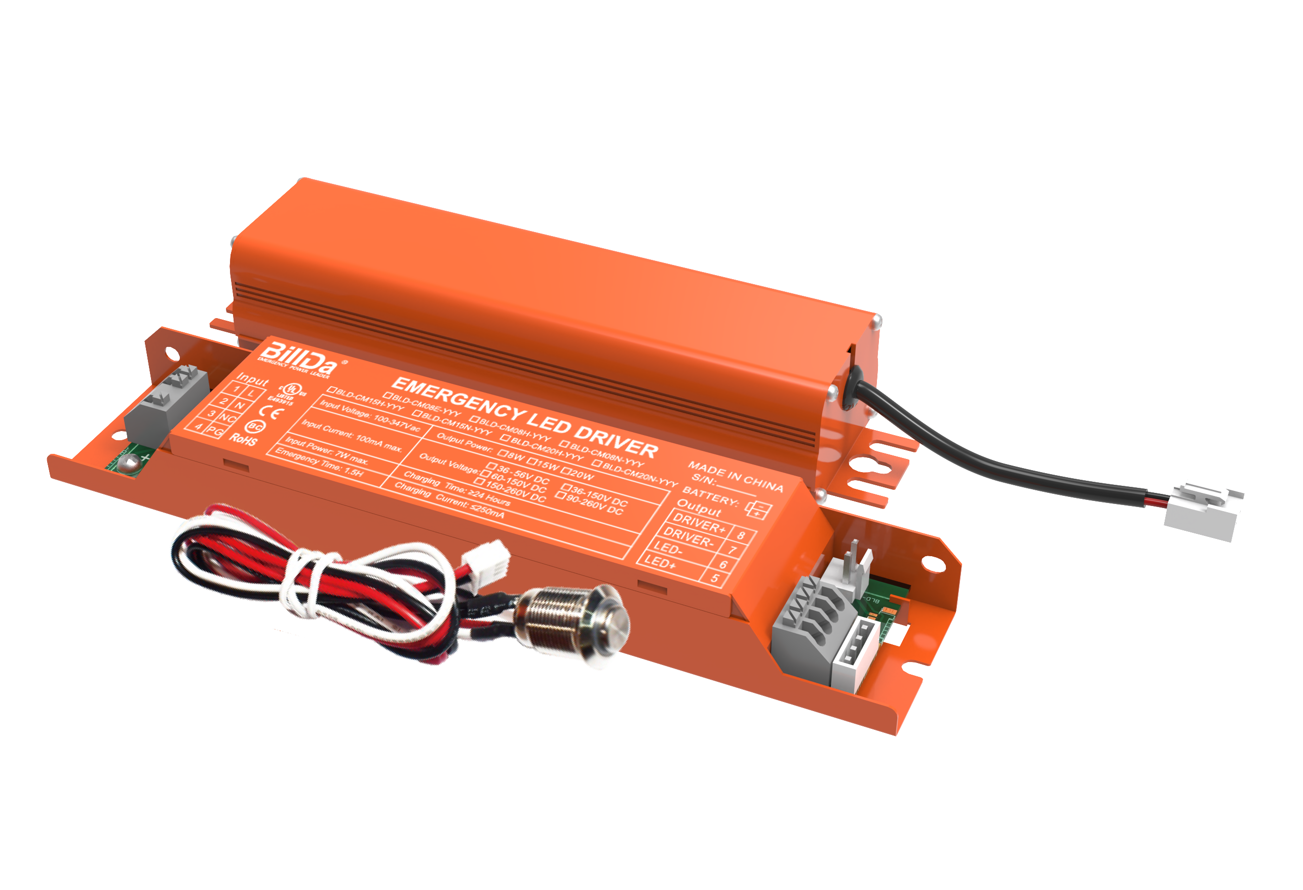 BillDa 8W Emergency LED Driver – 90-Min Battery Backup for LED Fixture ...
