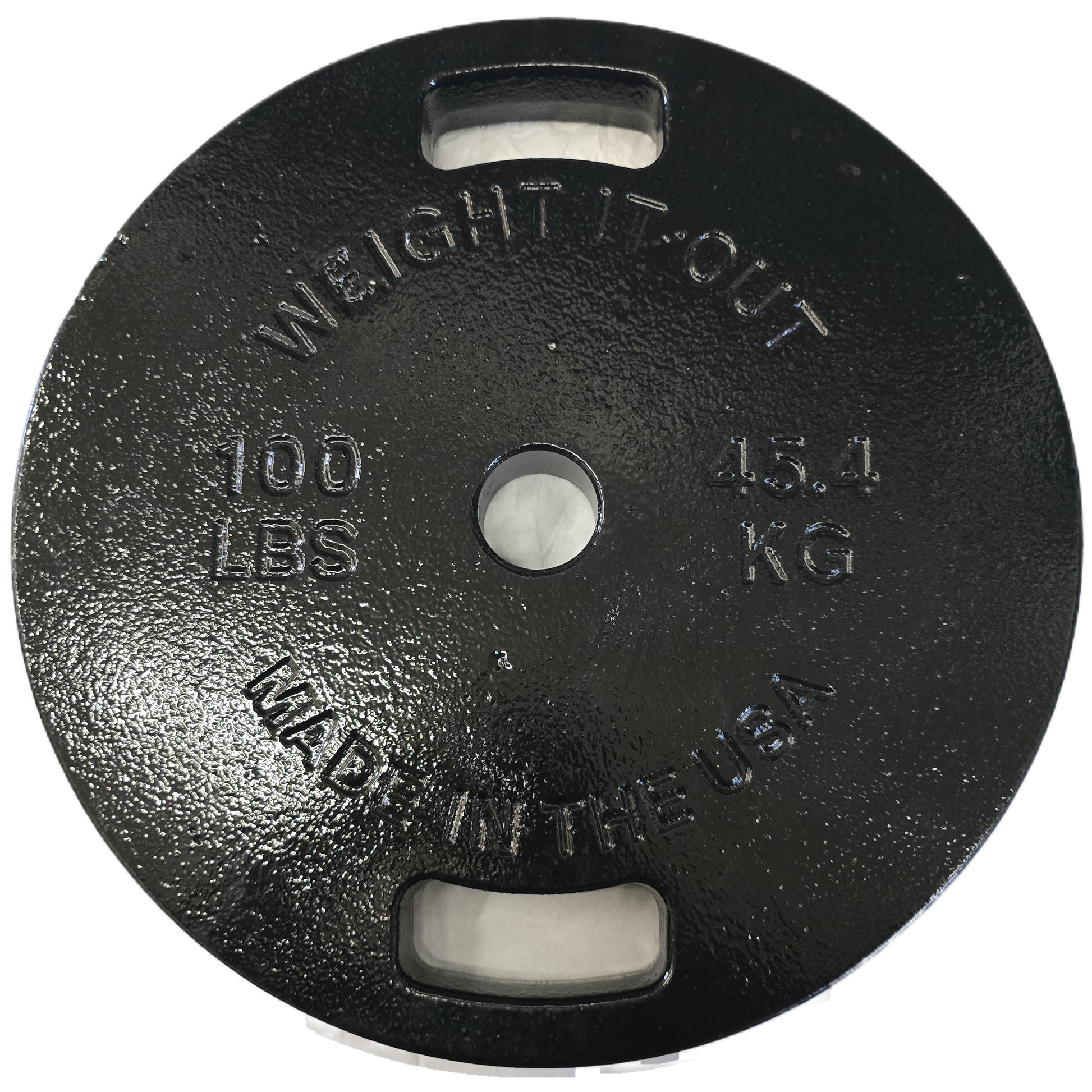 Cast Iron Machined Weight Plate Pairs - front view 100 lbs (black finish)