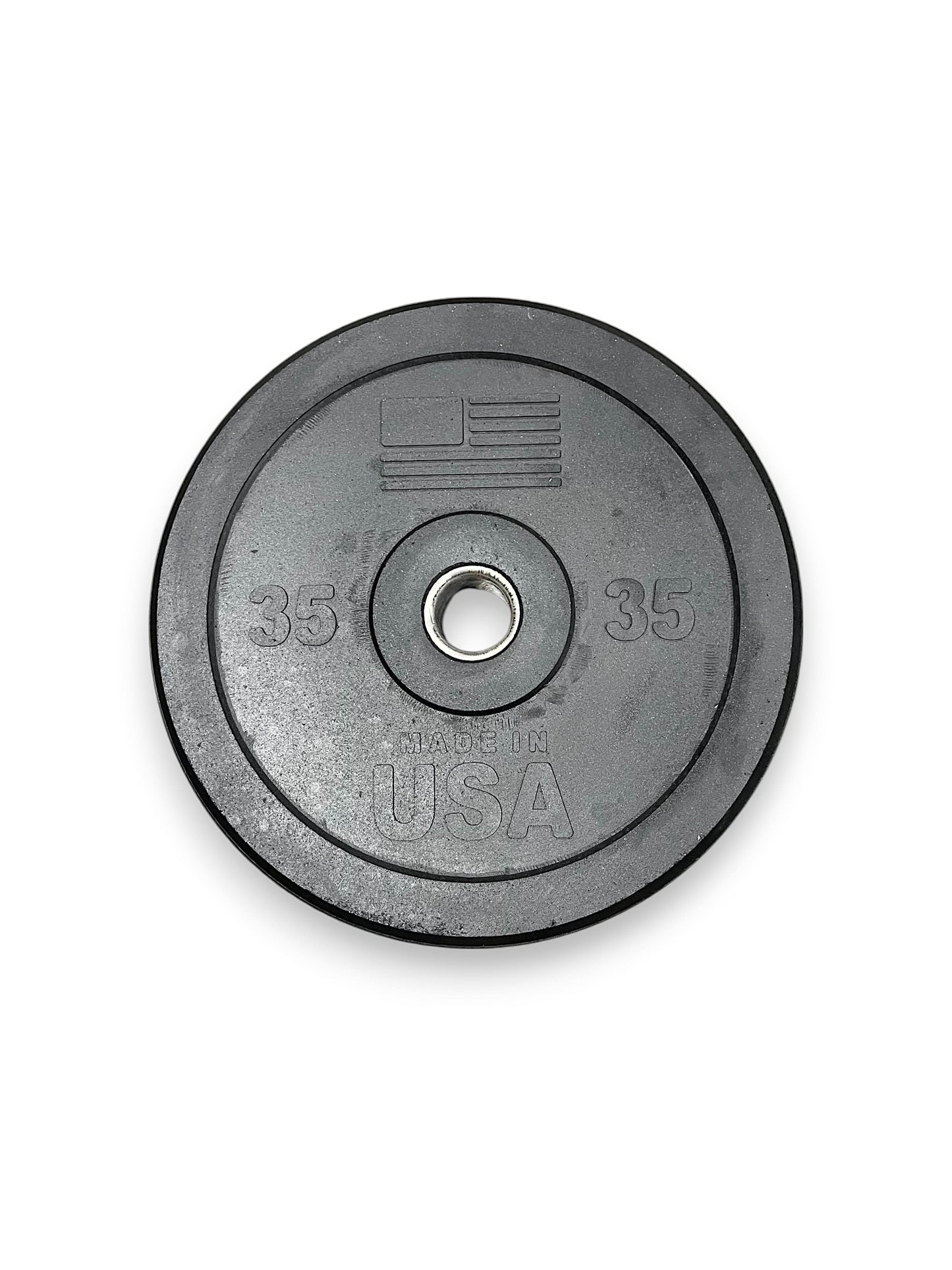 USA Bumper Plate Set - top view (35 lbs)