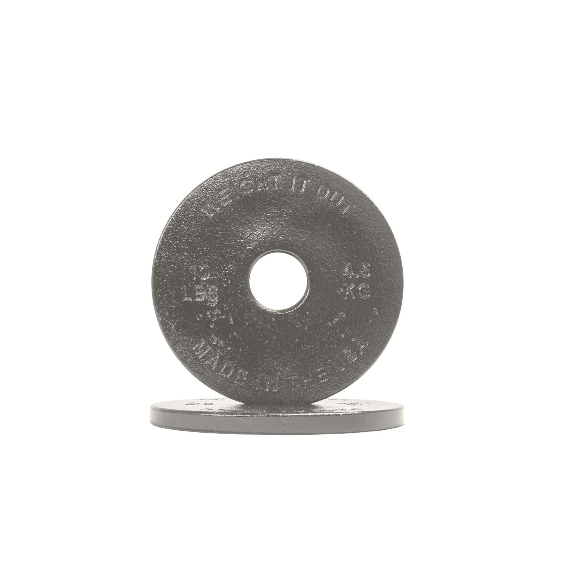 Cast Iron Machined Weight Plate Pairs - front view of 4.5 kg (clear finish)