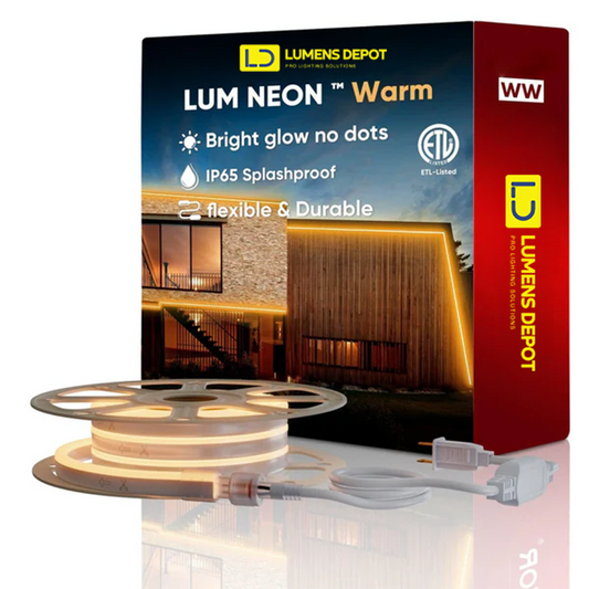 110-120V Warm White LED Neon Rope Light -2500K- 8mm x 16mm-6.5W/Meter and 226LM/W -Dimmable, Flexible, IP65 Waterproof, Cuttable for Home & Commercial Use