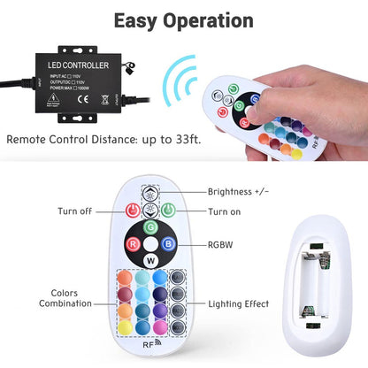 Yescom RGB Rope Light Flexible App & RF Control