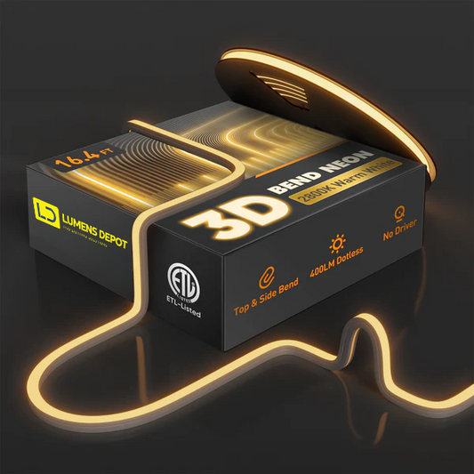 120V 3D Bend Neon Flex LED Strip Light – Flexible Top & Side Bend, 2800K Warm White, High-Voltage Decorative Lighting