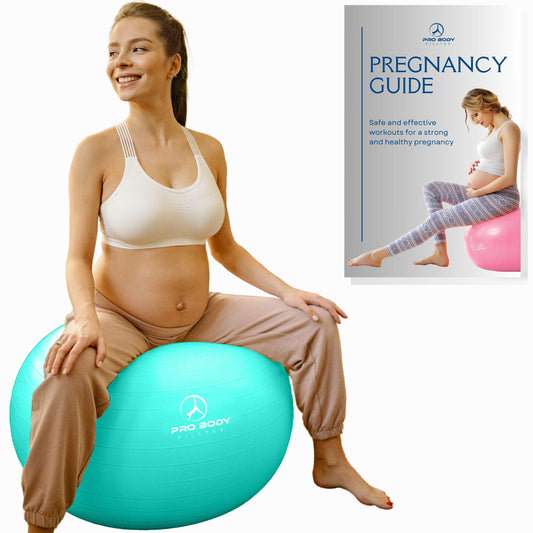 Pregnancy Ball for Maternity, Labor and Birth.  Includes Pregnancy Guide.  (Aqua)