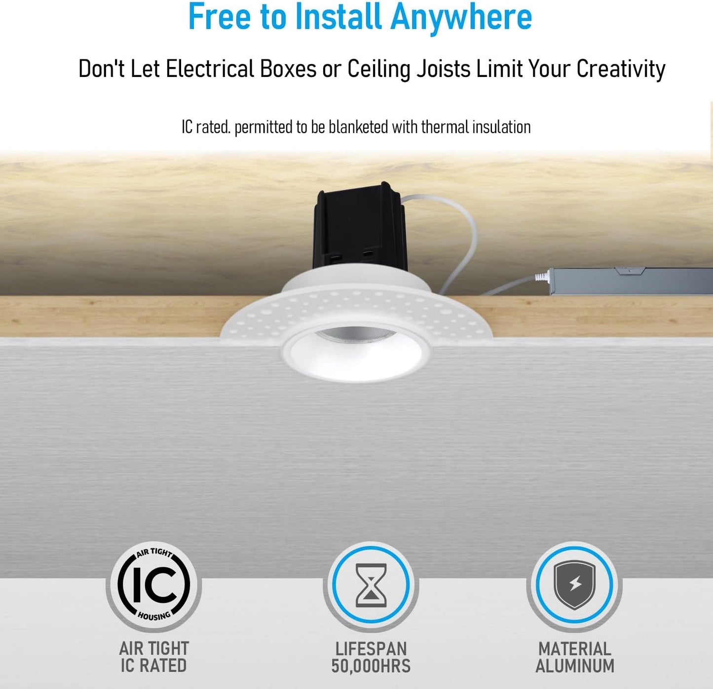 1 Inch LED Recessed Light, 9W, Selectable CCT, 600 Lumens, 120 VAC