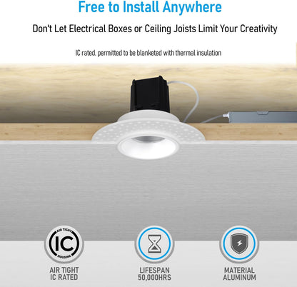1 Inch LED Recessed Light, 9W, Selectable CCT, 600 Lumens, 120 VAC