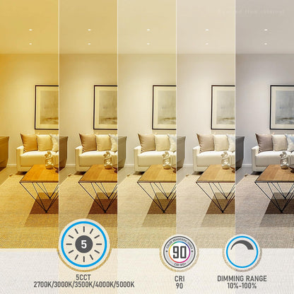 1 Inch LED Recessed Light, 9W, Selectable CCT, 600 Lumens, 120 VAC