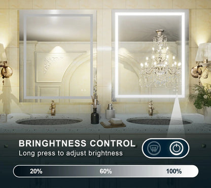 LED Bathroom Mirror – Front Lighting 48x36 Inches, 15W, 1,100 Lumens – Single Light Strip - Dimmable - Anti-Fog