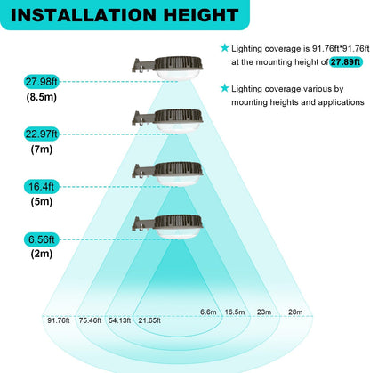 LED Barn Light, 100W, 5000K, 12,000 Lumens, 100-277 VAC, Built-in Photocell, Wall & Pole Mount