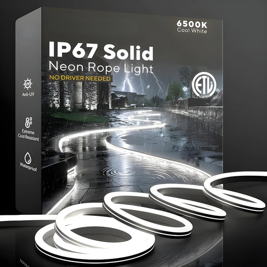 120V, 6500K, IP67 Waterproof Flexible White Outdoor Neon Rope Light Cold Resistant (-40℉)