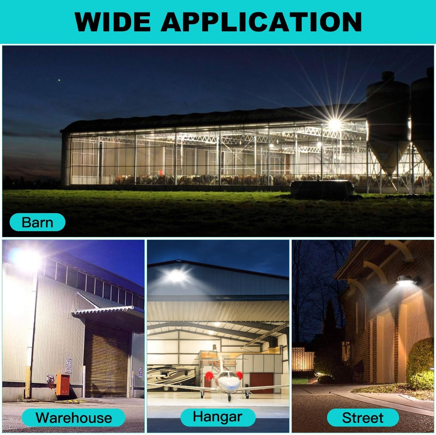 LED Barn Light, 100W, 5000K, 12,000 Lumens, 100-277 VAC, Built-in Photocell, Wall & Pole Mount