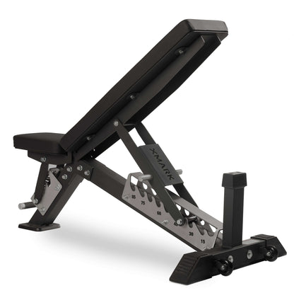 Black Hawk adjustable weight bench with heavy-duty stainless steel frame and thick padding for optimal comfort and support.