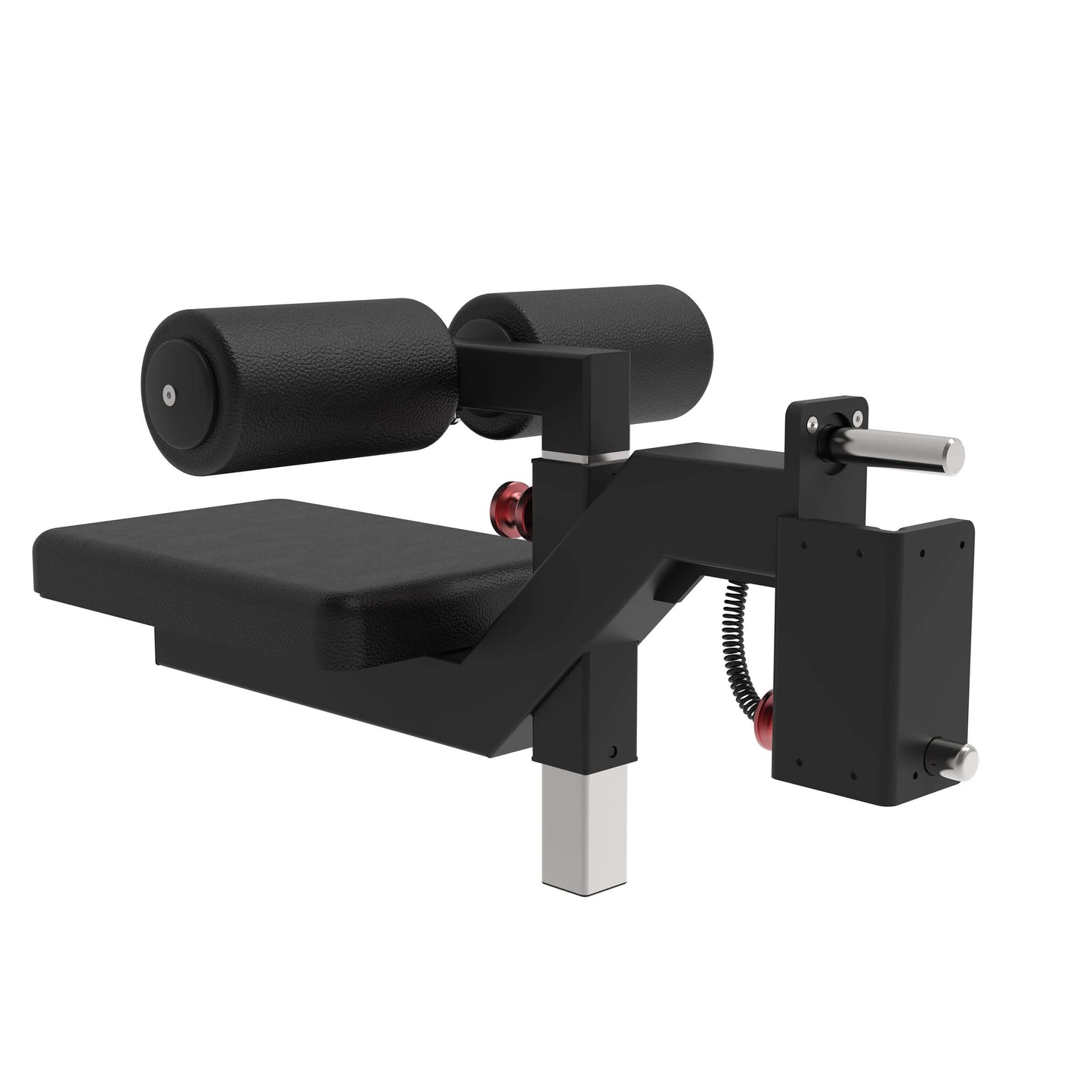 Lat pulldown seat attachment featuring dense foam padding, adjustable roller pads, and a durable steel frame.