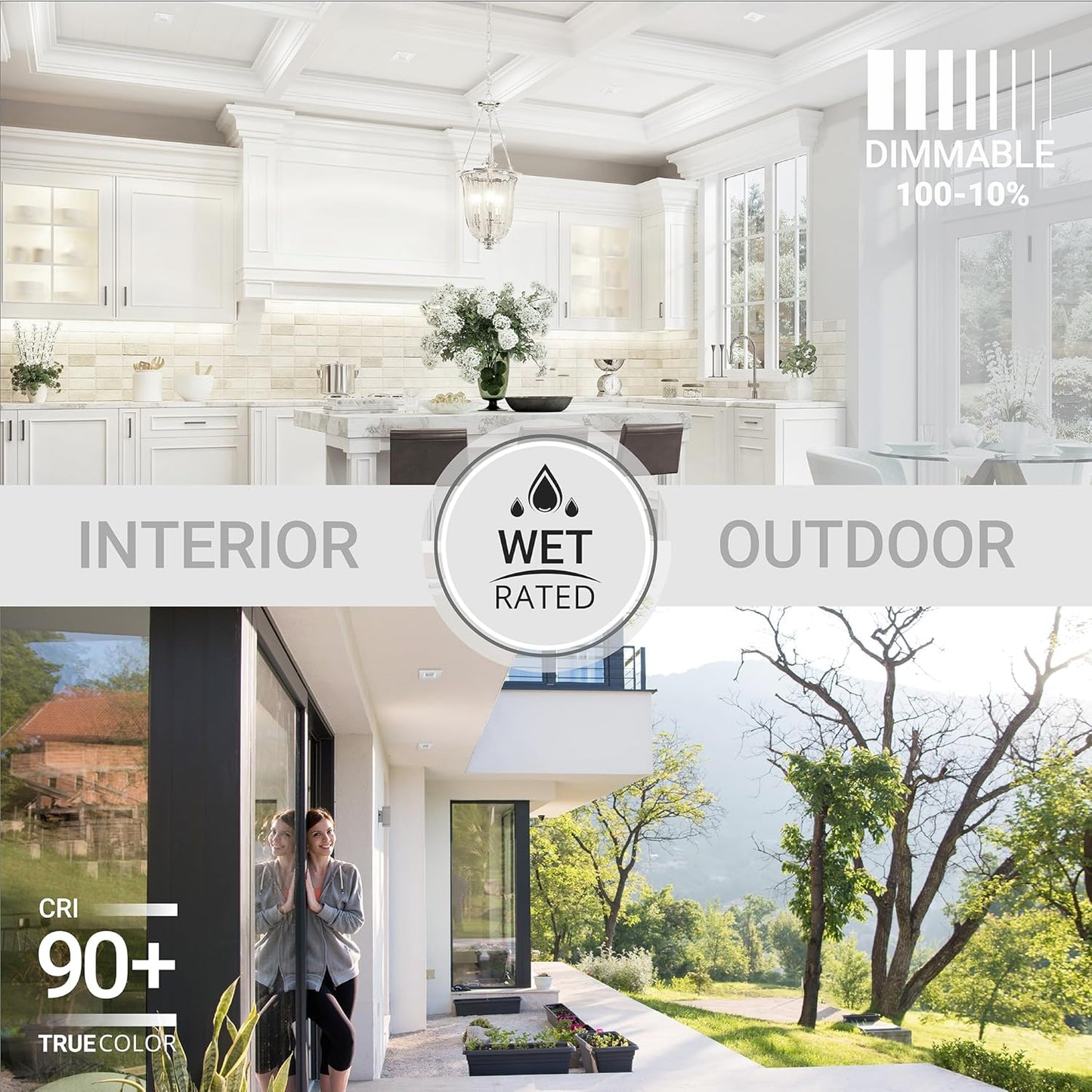 6 Inch Square LED Recessed Light, 10W, Selectable CCT, 1,100 Lumens, 120 VAC