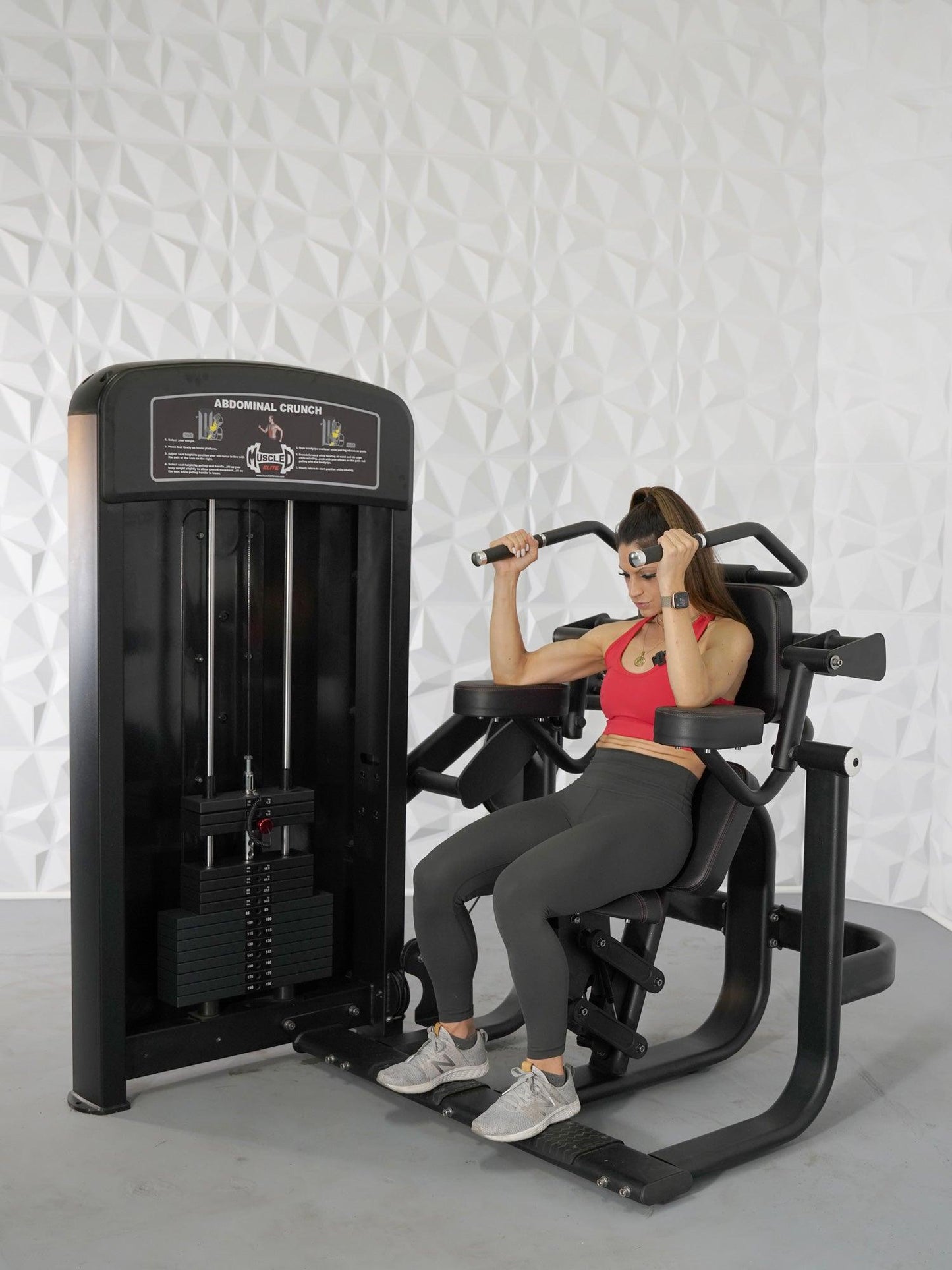 Elite Selectorized Ab Crunch Machine - Muscle D Fitness - Commercial Grade - Adjustable Seat - Pin Selectorized - Abdominal Workout