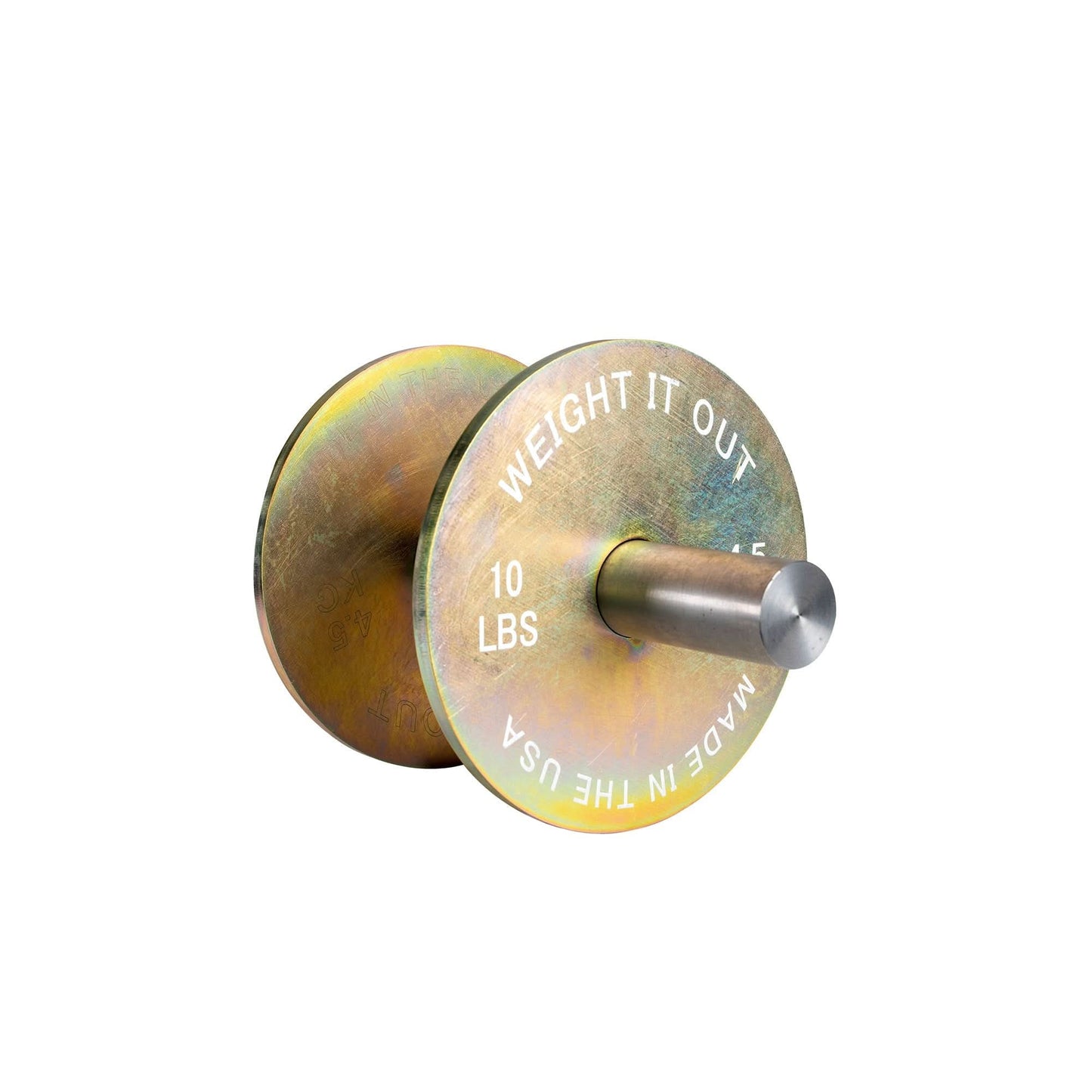 Solid Steel Loadable Dumbbell Sets - perspective view 10 lbs (gold)