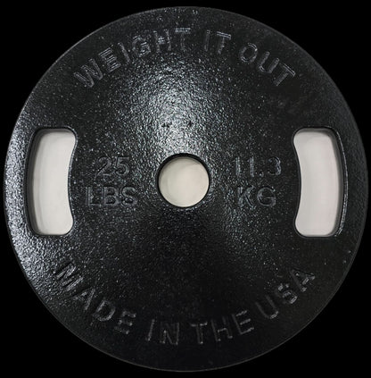 Cast Iron Machined Weight Plate Sets - top view 25 lbs (black finish)