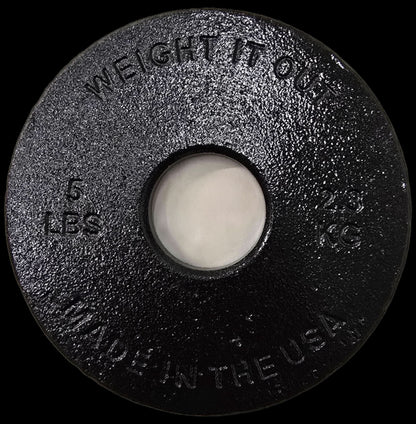 Cast Iron Machined Weight Plate Sets - top view 5 lbs (black finish)