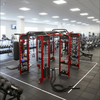Megatron Multi Tower Training Station - Muscle D Fitness - Monkey Bars - Heavy Bag - Dip Station - Equipment Storage - Pull-Up Station