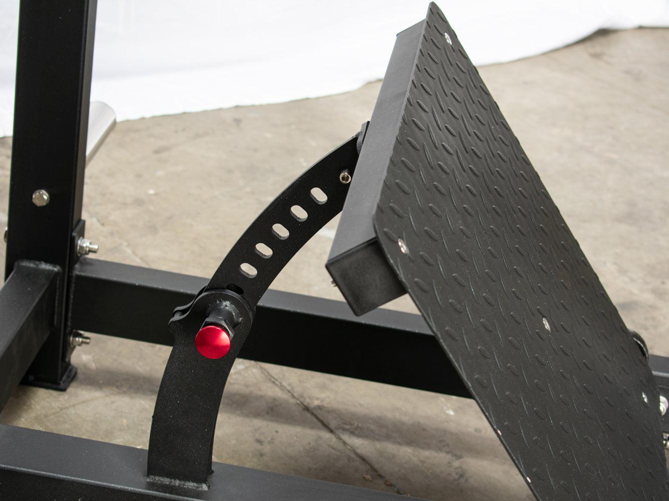 Excel Pendulum Squat - Muscle D Fitness - Plate Load Squat Machine - Weight Storage Pegs - Adjustable Foot Plate