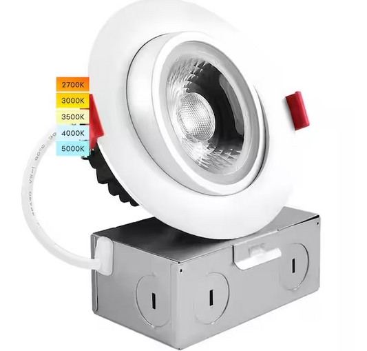 4 Inch Recessed Downlight - Swivel, 9W, Selectable CCT, 540 Lumens, 120 VAC