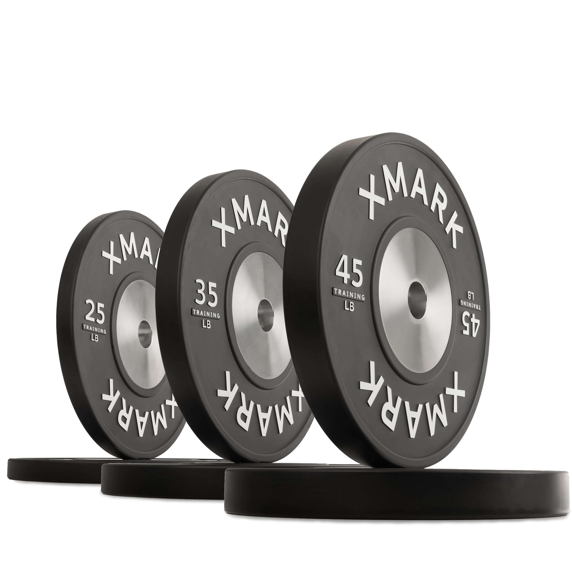 Black premium IWF training bumper plates in various weights, designed for durability and precision in workouts.
