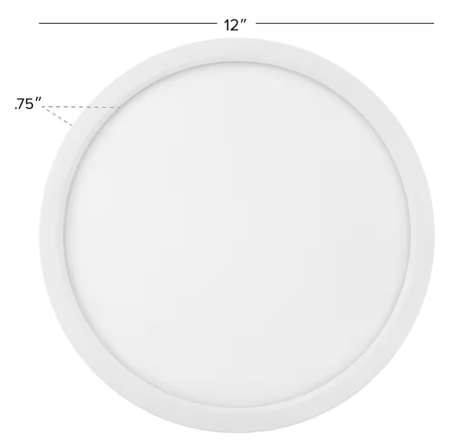 12 Inch Ceiling Light, Surface Mount, 25W, Selectable CCT, 1,750 Lumens, 120 VAC