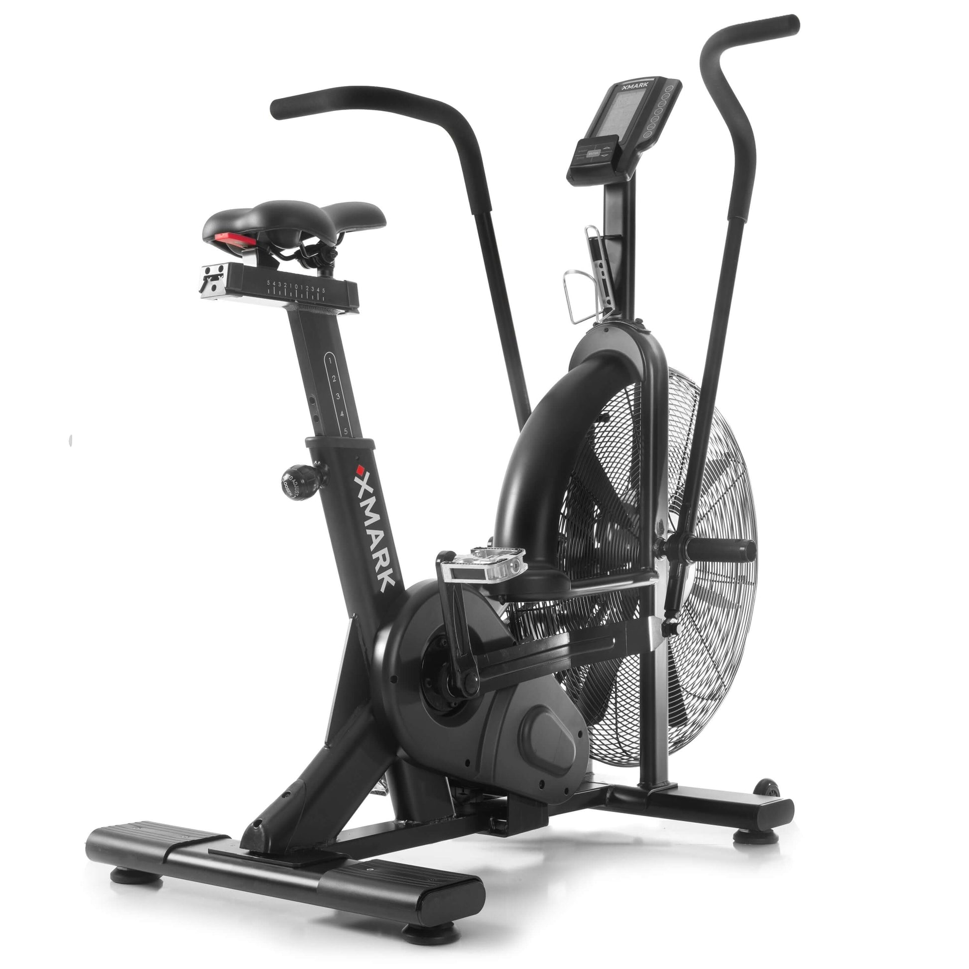 CAT 3 Hurricane commercial air bike features adjustable seat, fan resistance, and dual action handlebars for full body workouts.