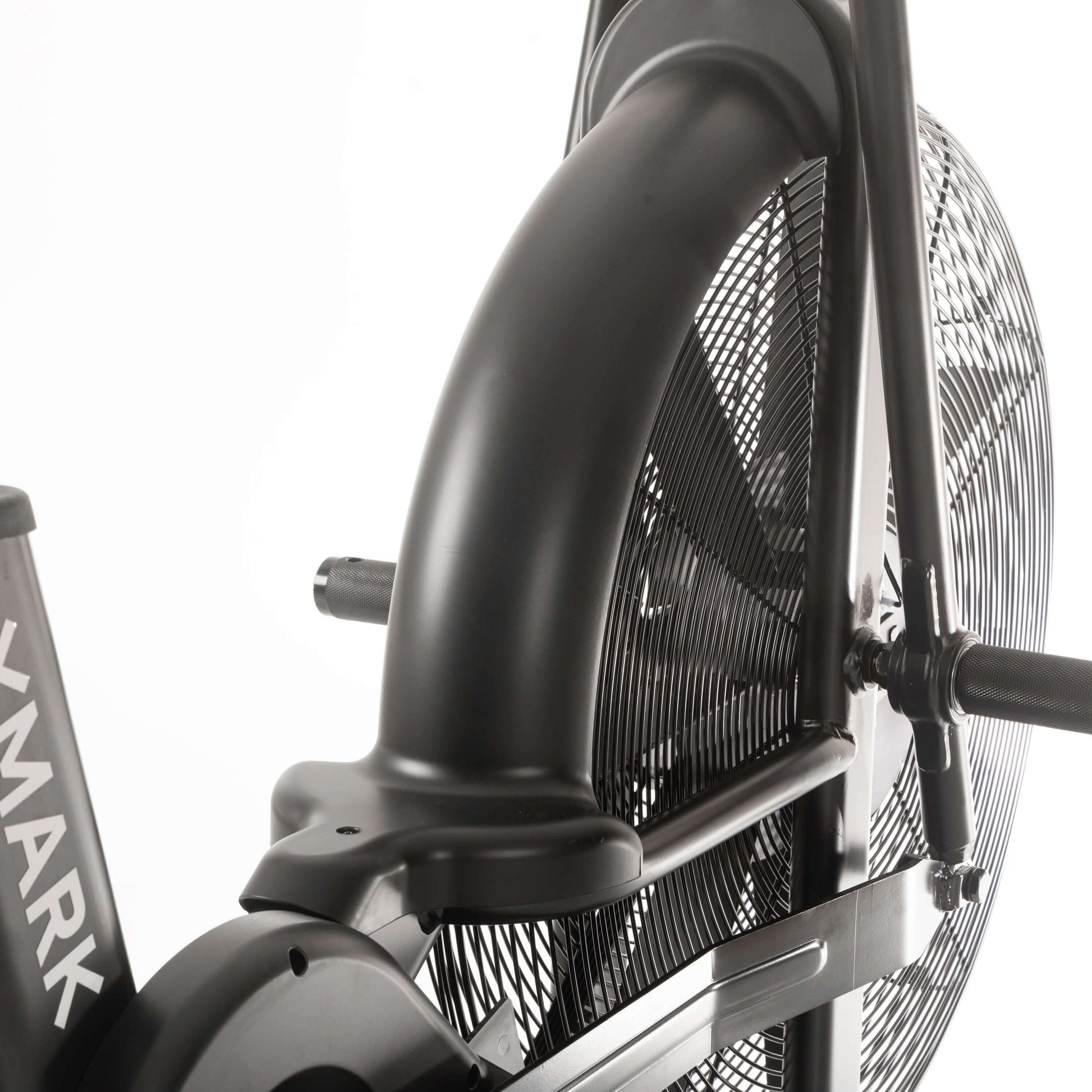 Close-up of the CAT 3 Hurricane Air Bike, showcasing its durable fan design and robust frame for total body workouts.
