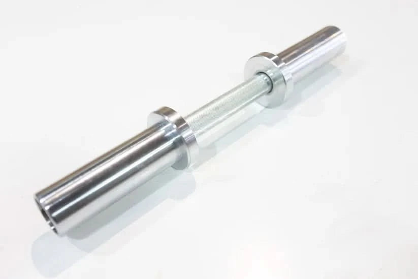 Solid Steel Loadable Dumbbell Sets - perspective view of unloaded dumbbell handle