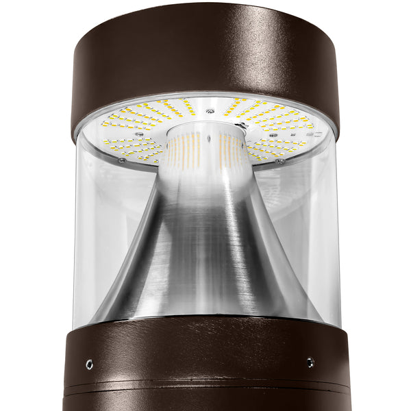 LED Bollard Light – Round Pole Included, 24W/19W/14W and CCT, 3,360 Lumens, 120-277 VAC