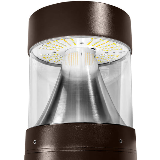 LED Bollard Light – Round Pole Included, 24W/19W/14W and CCT, 3,360 Lumens, 120-277 VAC