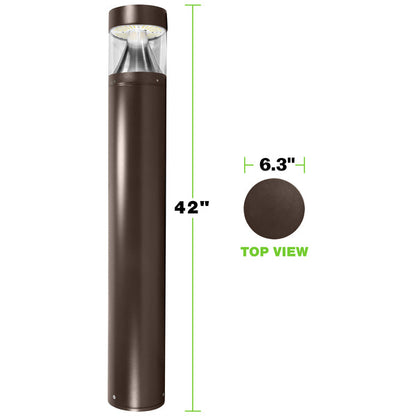 LED Bollard Light – Round Pole Included, 24W/19W/14W and CCT, 3,360 Lumens, 120-277 VAC