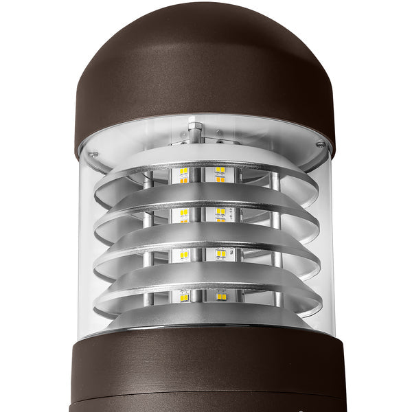 LED Bollard Light, Selectable 24W/19W/14W, CCT 3000K/4000K/5000K, 3,360 Lumens, 120-277 VAC, Round Pole Included