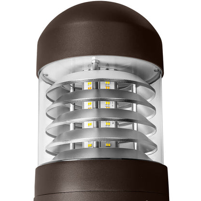 LED Bollard Light, Selectable 24W/19W/14W, CCT 3000K/4000K/5000K, 3,360 Lumens, 120-277 VAC, Round Pole Included