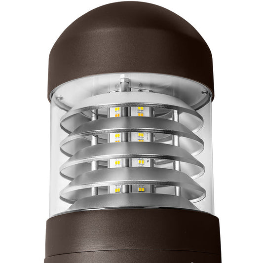 LED Bollard Light, Selectable 24W/19W/14W, CCT 3000K/4000K/5000K, 3,360 Lumens, 120-277 VAC, Round Pole Included